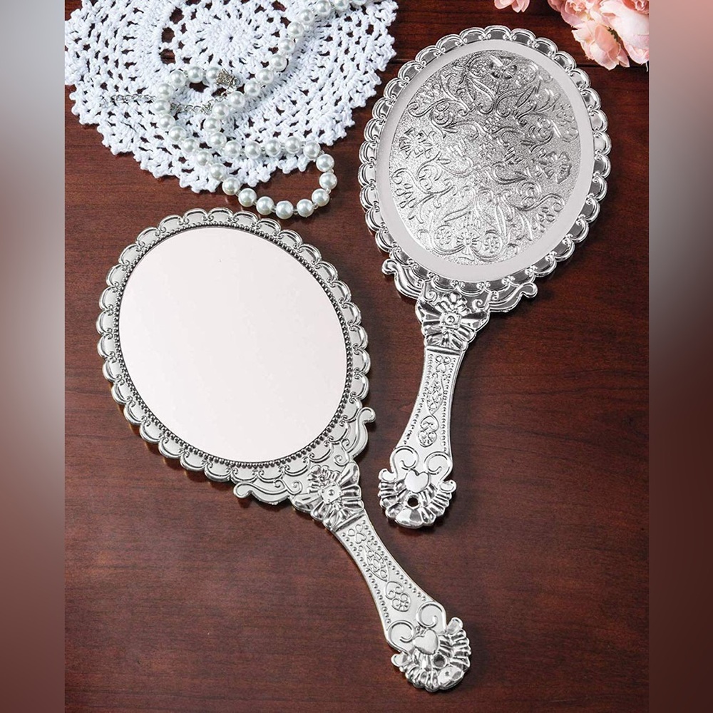 NWT Elegant Silver Handheld Mirror